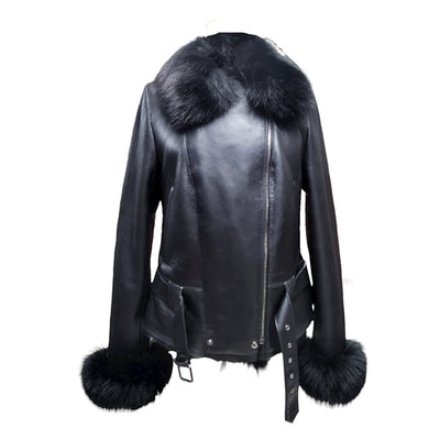 Petra Women's Shearling Coat With Removable Fox Fur Trim