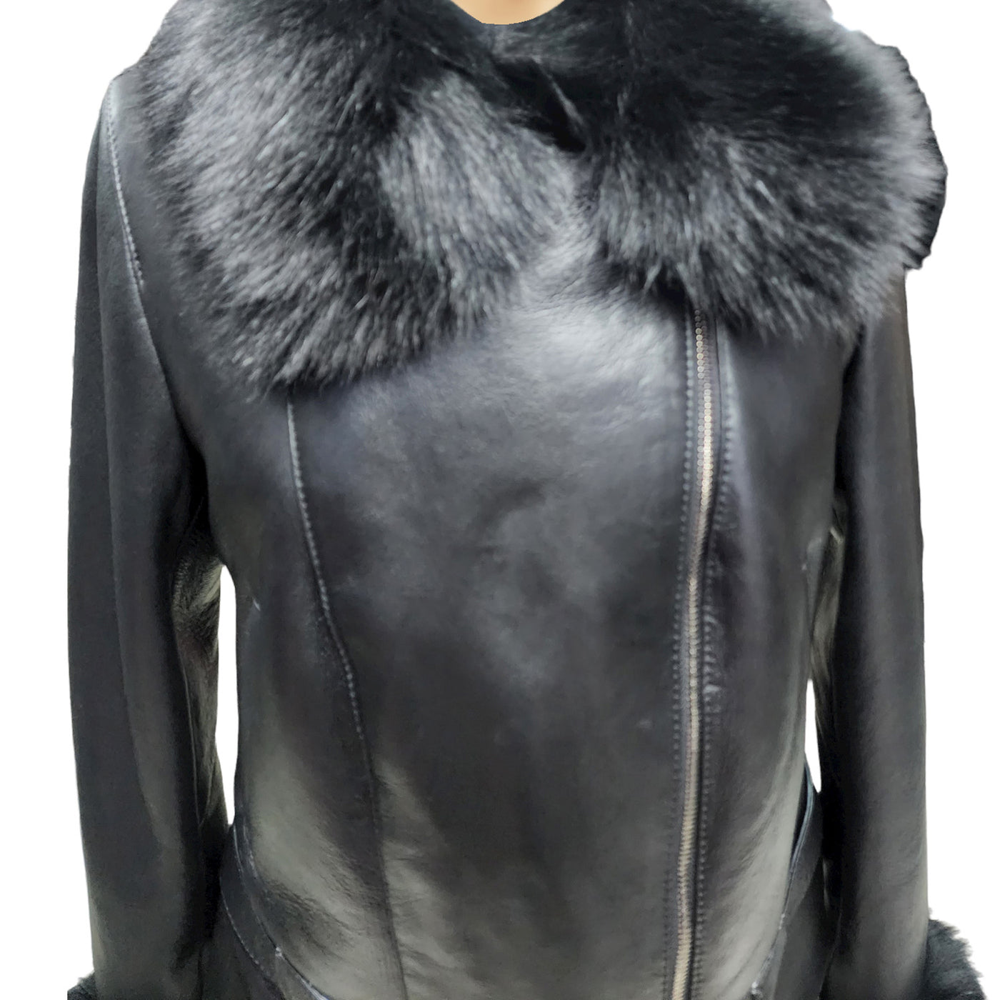 Petra Women's Shearling Coat With Removable Fox Fur Trim