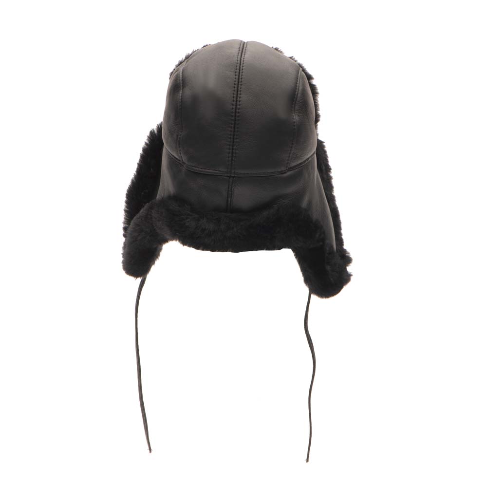 B-3 Sheepskin Shearling Black Aviator Hat