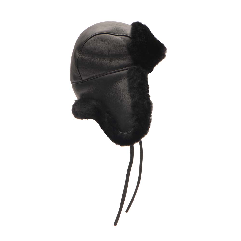 B-3 Sheepskin Shearling Black Aviator Hat