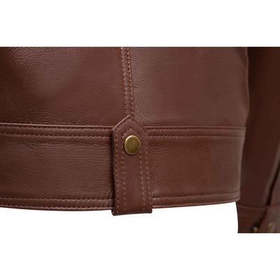 Brown leather jacket with collar belt