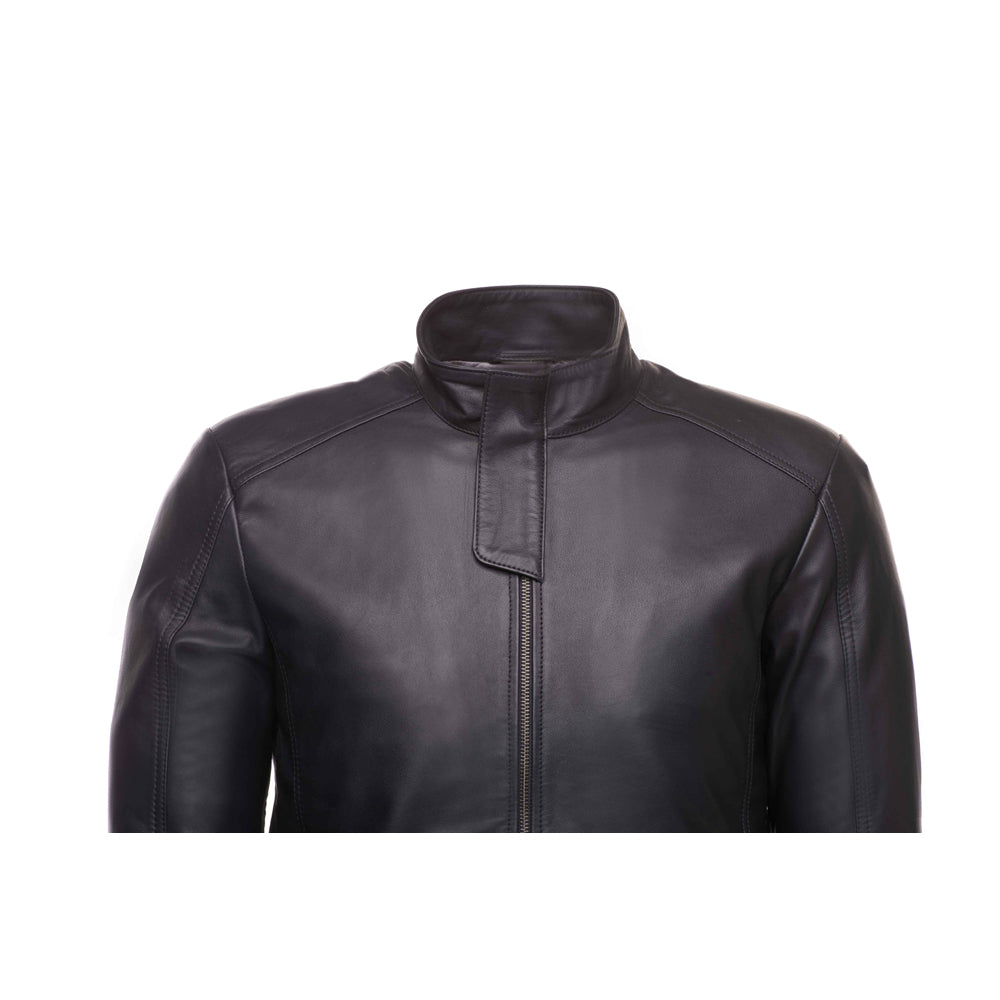 Asher plain Black Cafe Racer jacket