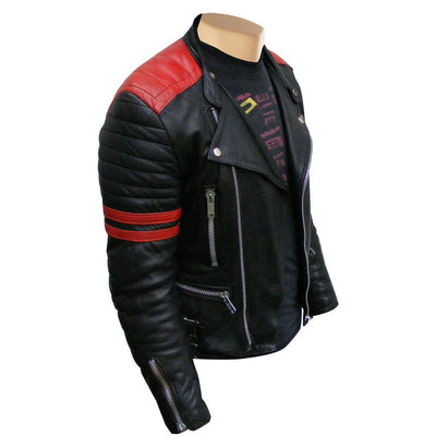 Warm and Soft Rodger's red and black biker Leather jacket 