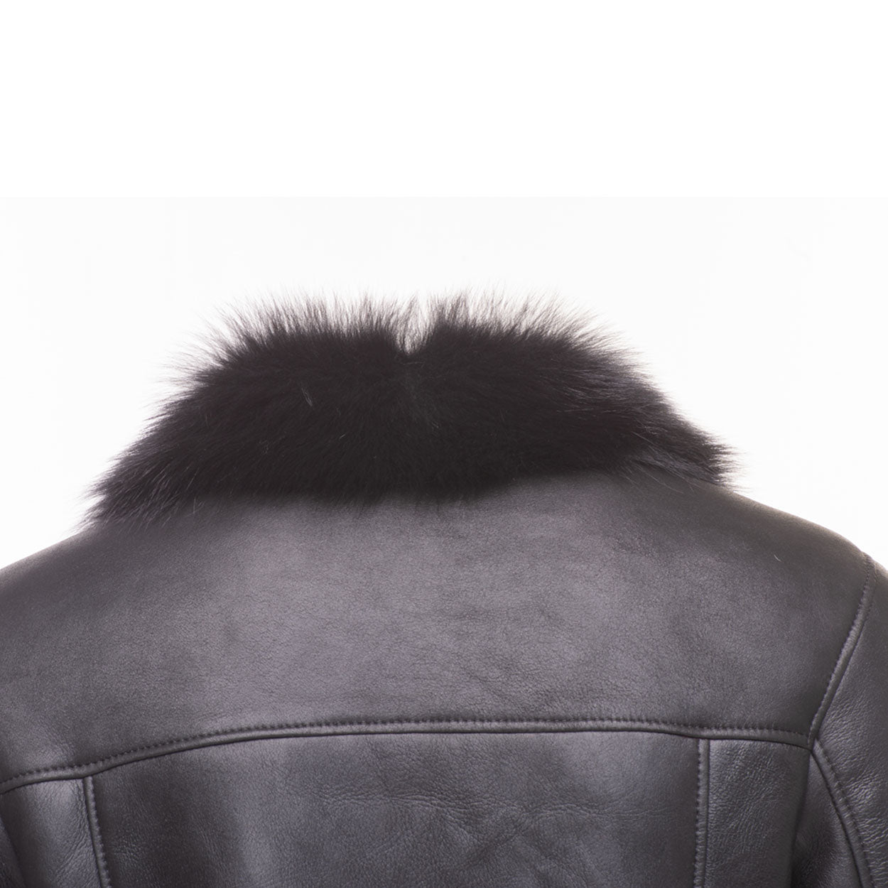 Black shearling trench coat with Toscana fur trim