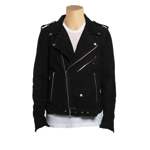 Look sporty Waist Belt Suede Leather Jacket