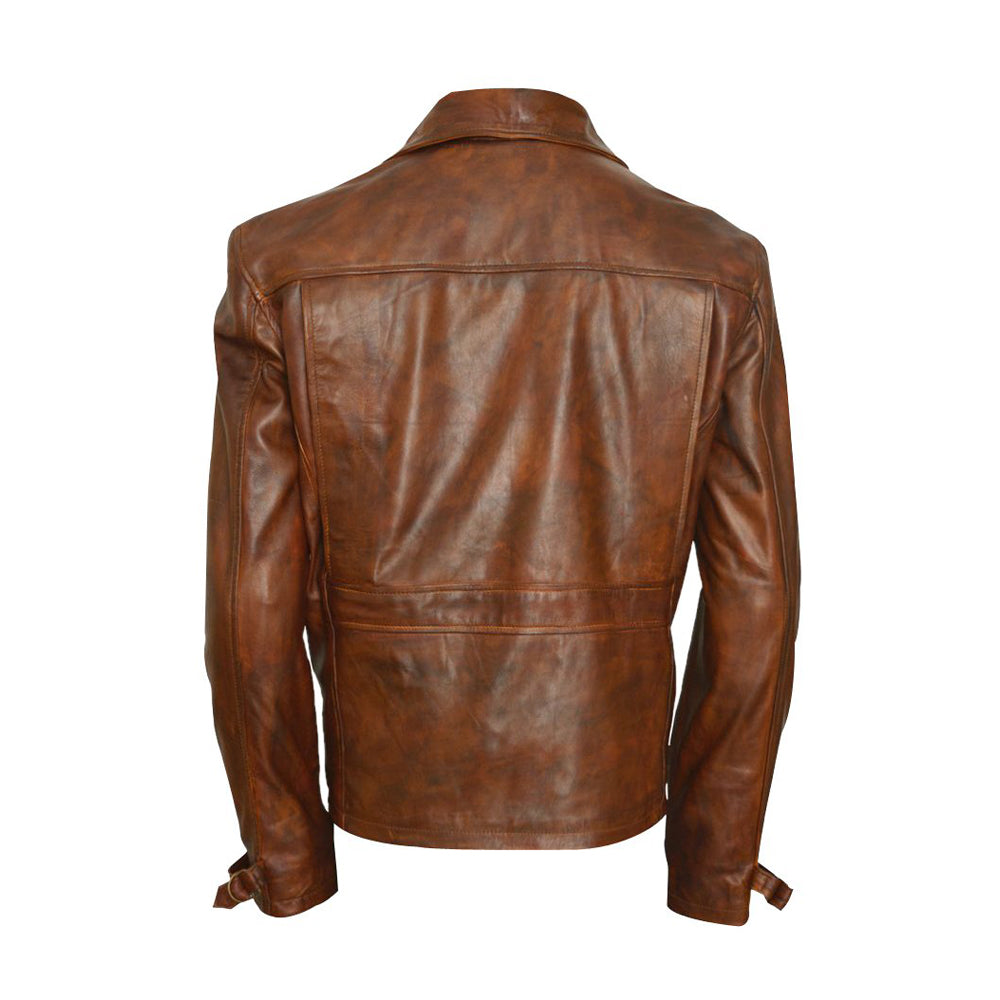 Captain Americas Brown Biker Genuine Real Leather Jacket