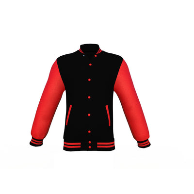 Lightweight Red Sleeves Black Varsity Letterman Jacket 