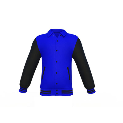 Best Quality Black Sleeves Blue Varsity Letterman Jacket 