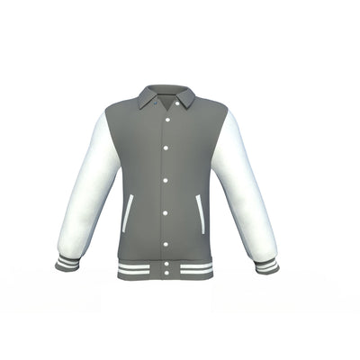 Softshell White Sleeves Grey Varsity Letterman Jacket