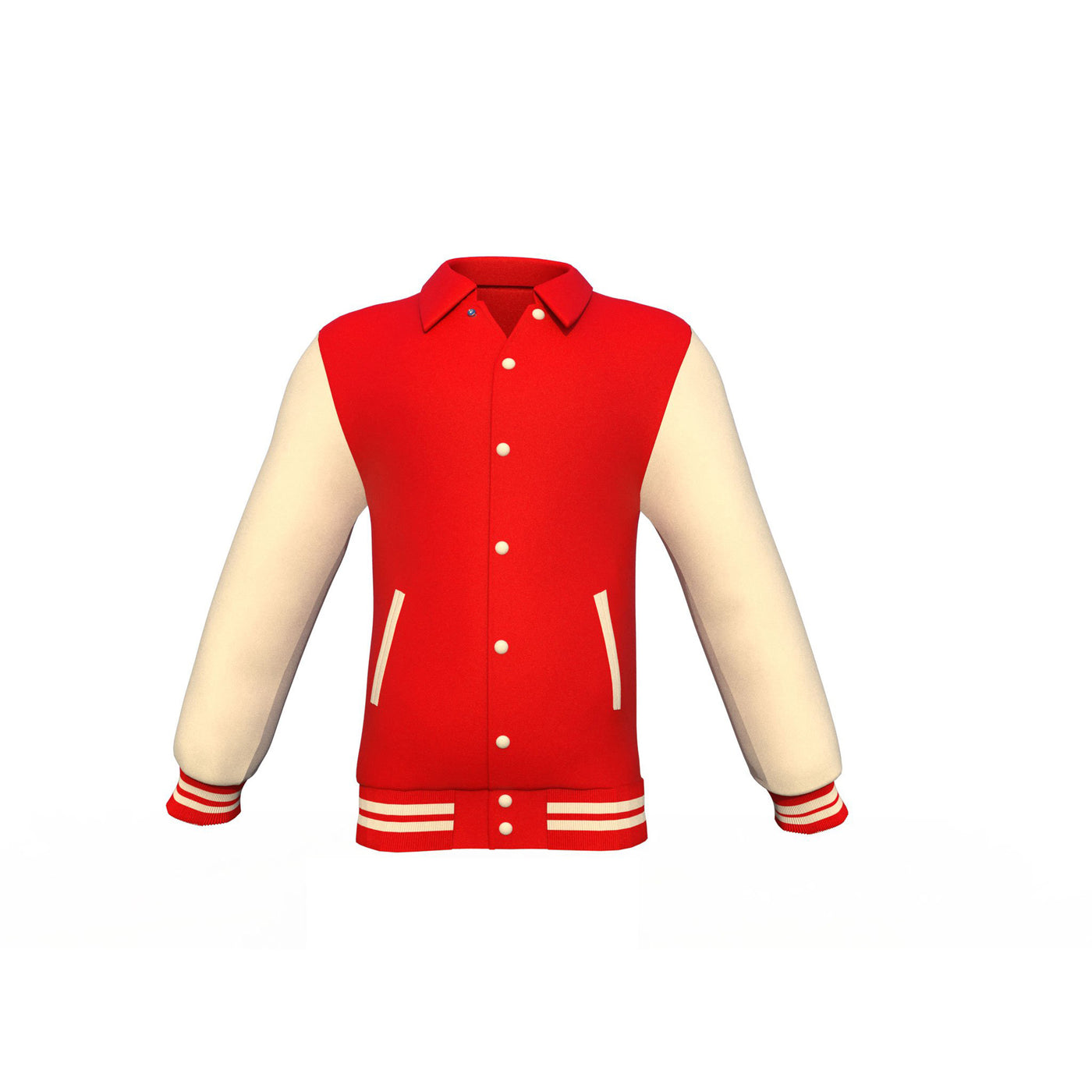 Brand New Red Varsity Letterman Jacket with Cream Sleeves