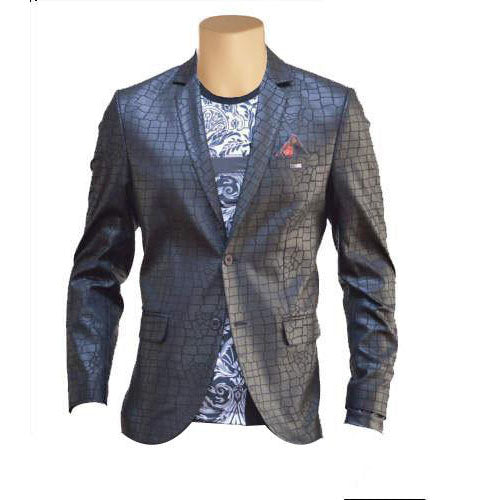 Croc print black leather blazer - Lusso Leather