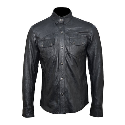 Fashionable Comfortable Leather Shirt in Black