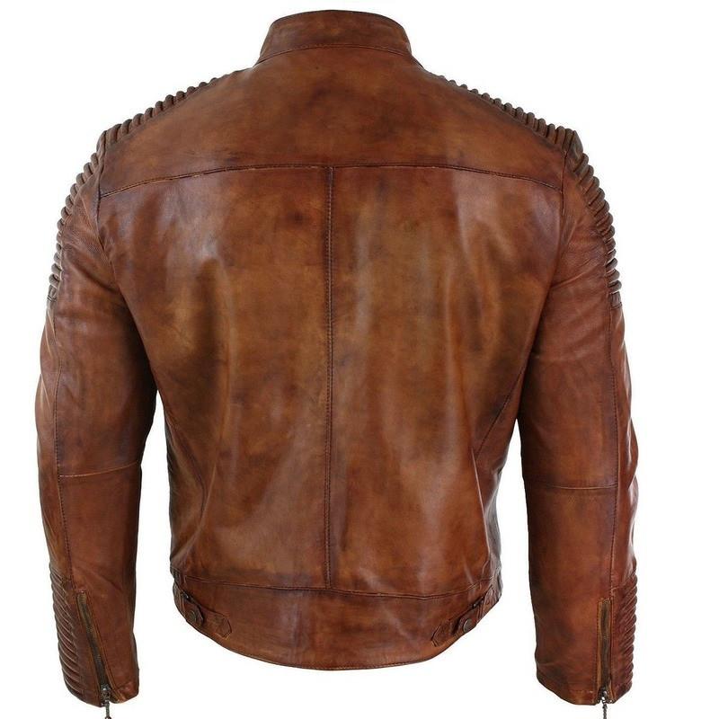 Piping Distressed cafe racer jacket