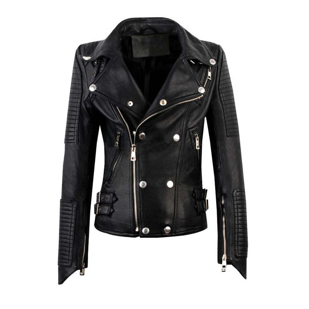 Stylish Snap Buttons Closure Meredith's Biker Jacket