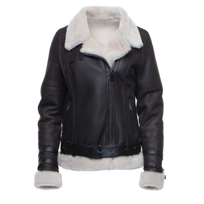 Comfortable and Cozy Jayne's Biker Shearling Jacket