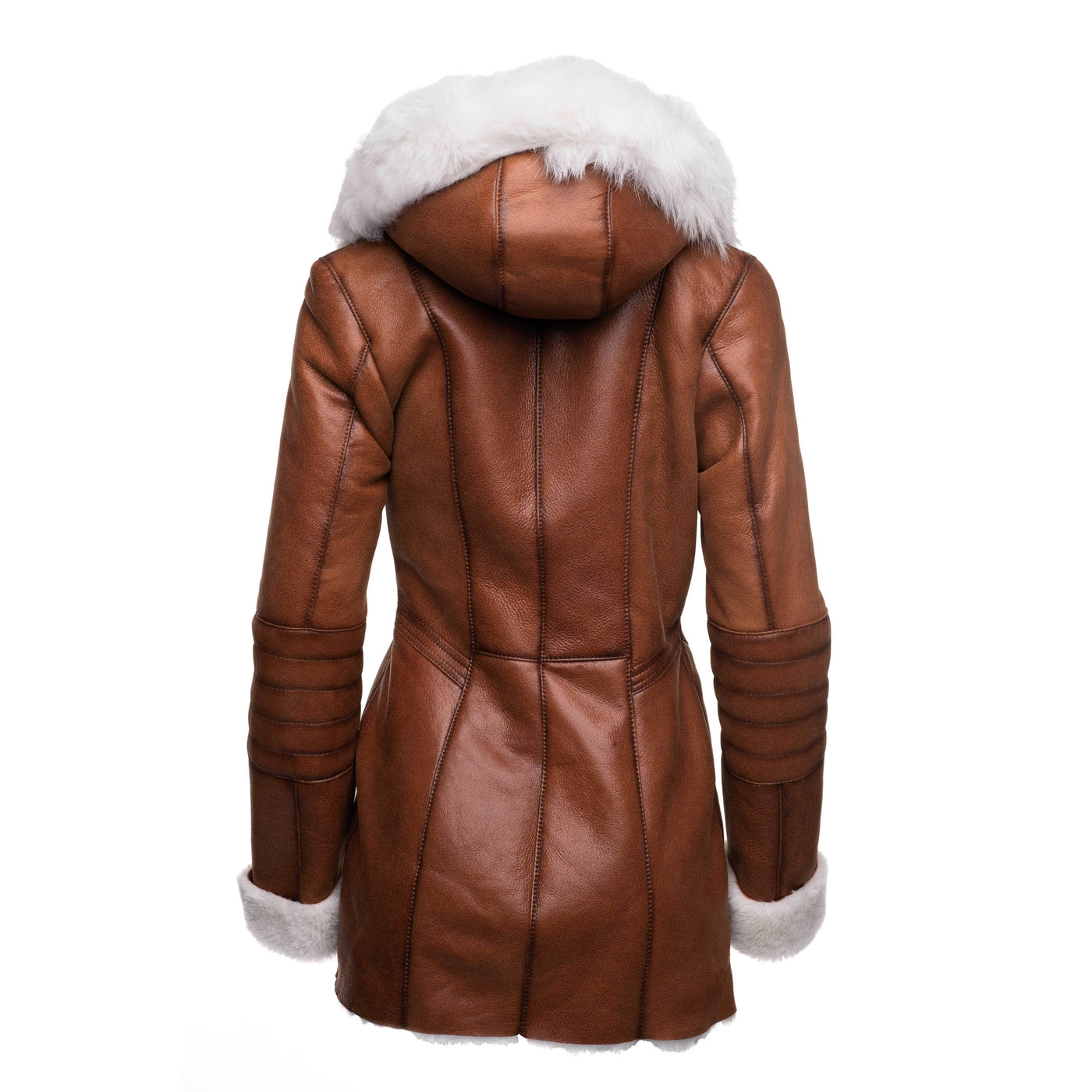 Ayvas Tan Shearling Hoodie with Fox Fur Trim