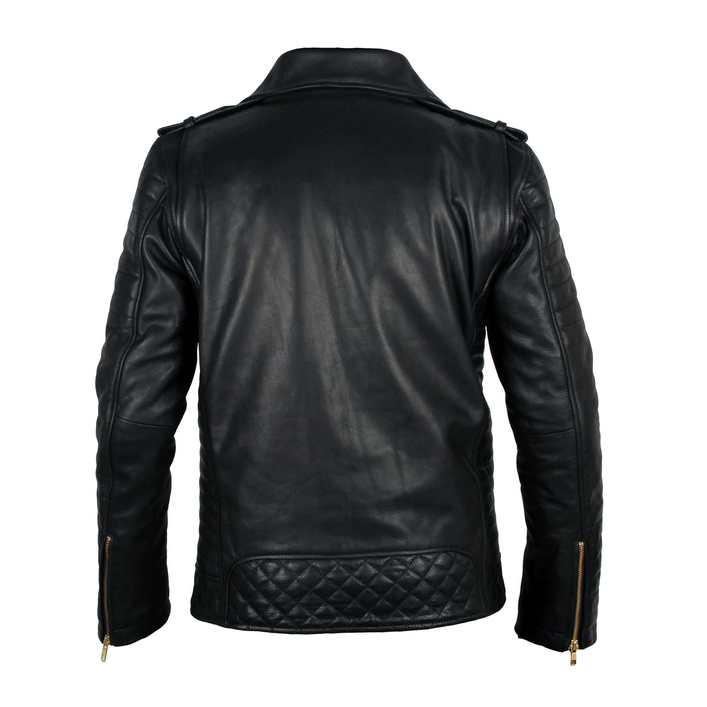 leather biker jacket quilted shoulders