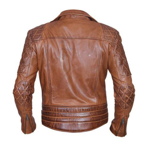 Protective Sandwashed Distressed biker leather jacket