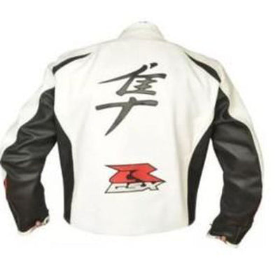 Classic White Hayabusa motorcycle armor protection jacket