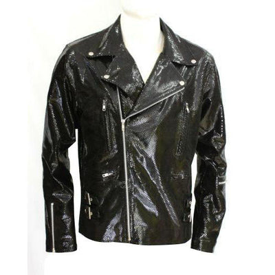 Snake print biker style leather jacket - Lusso Leather - 1