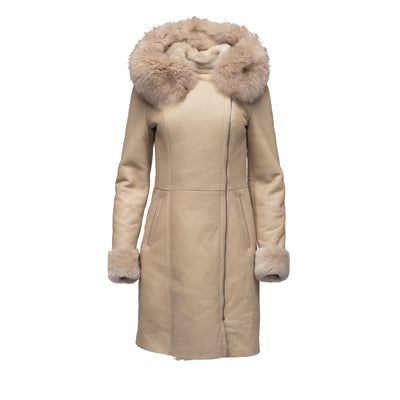 Style Gracie's Shearling Hooded Jacket with Fox Fur