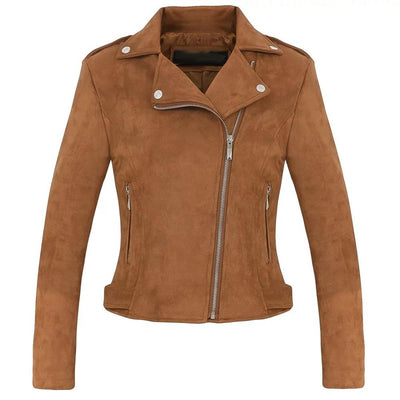 Suede biker jacket for women