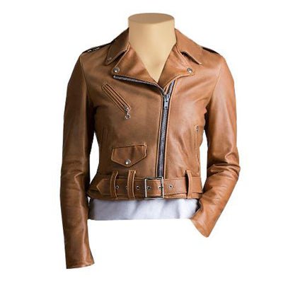 Brand New Gina's cropped leather jacket with Waist Belt