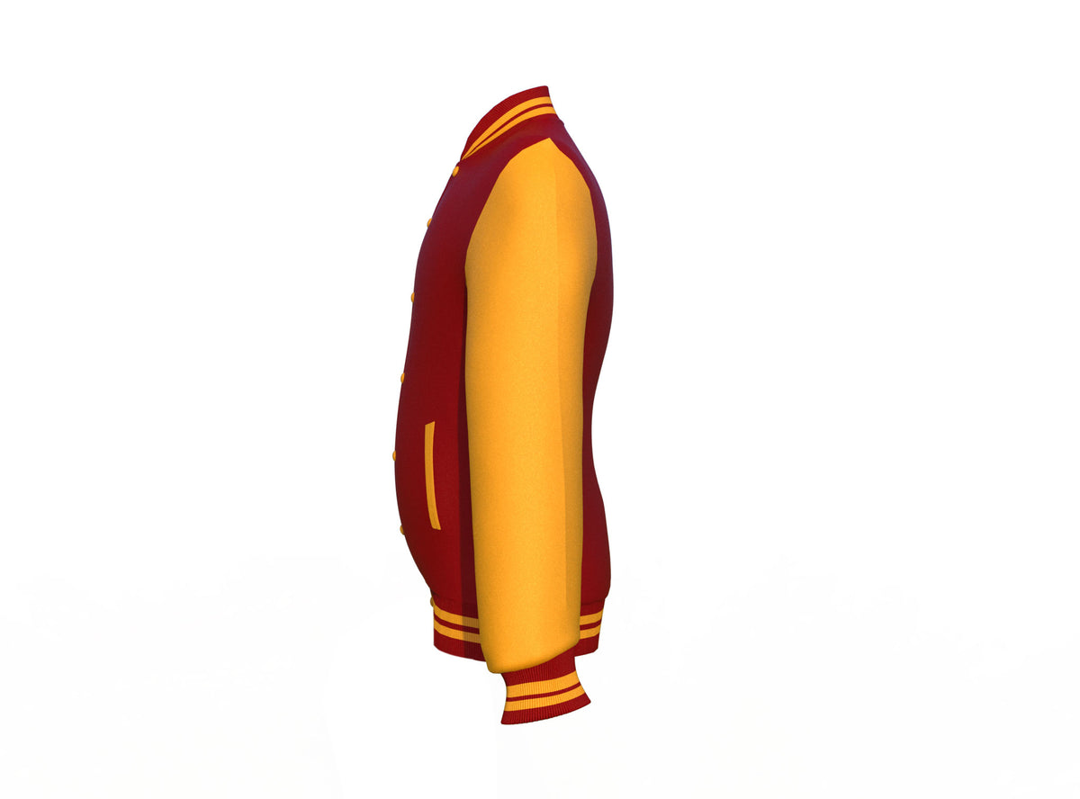 Soft to the touch and protective Gold Sleeves Maroon Letterman Jacket