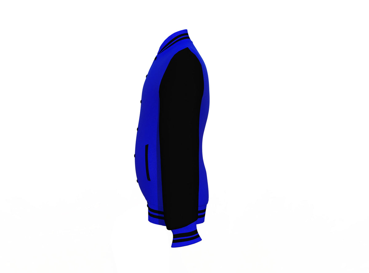 Best Quality Black Sleeves Blue Varsity Letterman Jacket