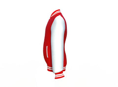 Soft and Cozy Jacket Red Varsity Letterman Jacket with White Sleeves