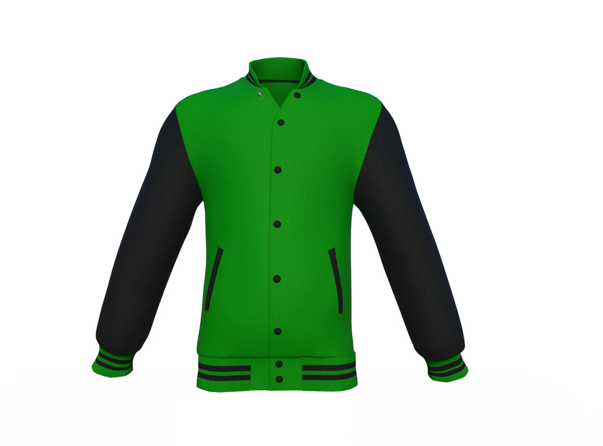 Comfortable Black Sleeves Dark Green Varsity Letterman Jacket