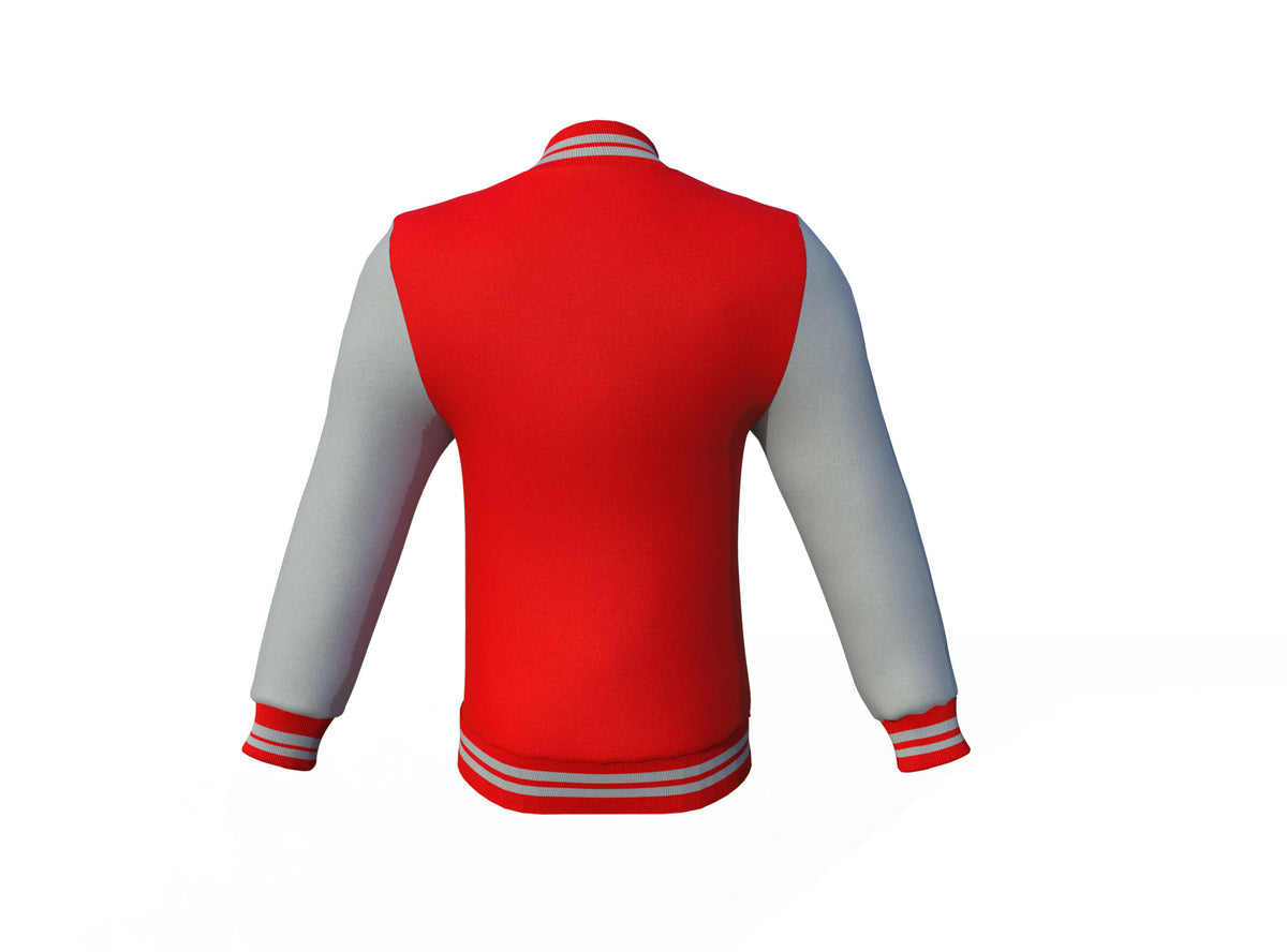 Excellent Design & Comfort Grey Sleeves Red Varsity Letterman Jacket
