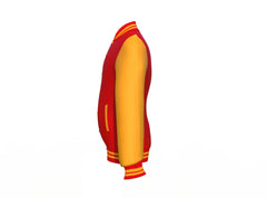 Comfortable Gold Sleeves Red Varsity Letterman Jacket