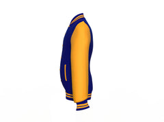 Lightweight Navy Varsity Letterman Jacket with Gold Sleeves