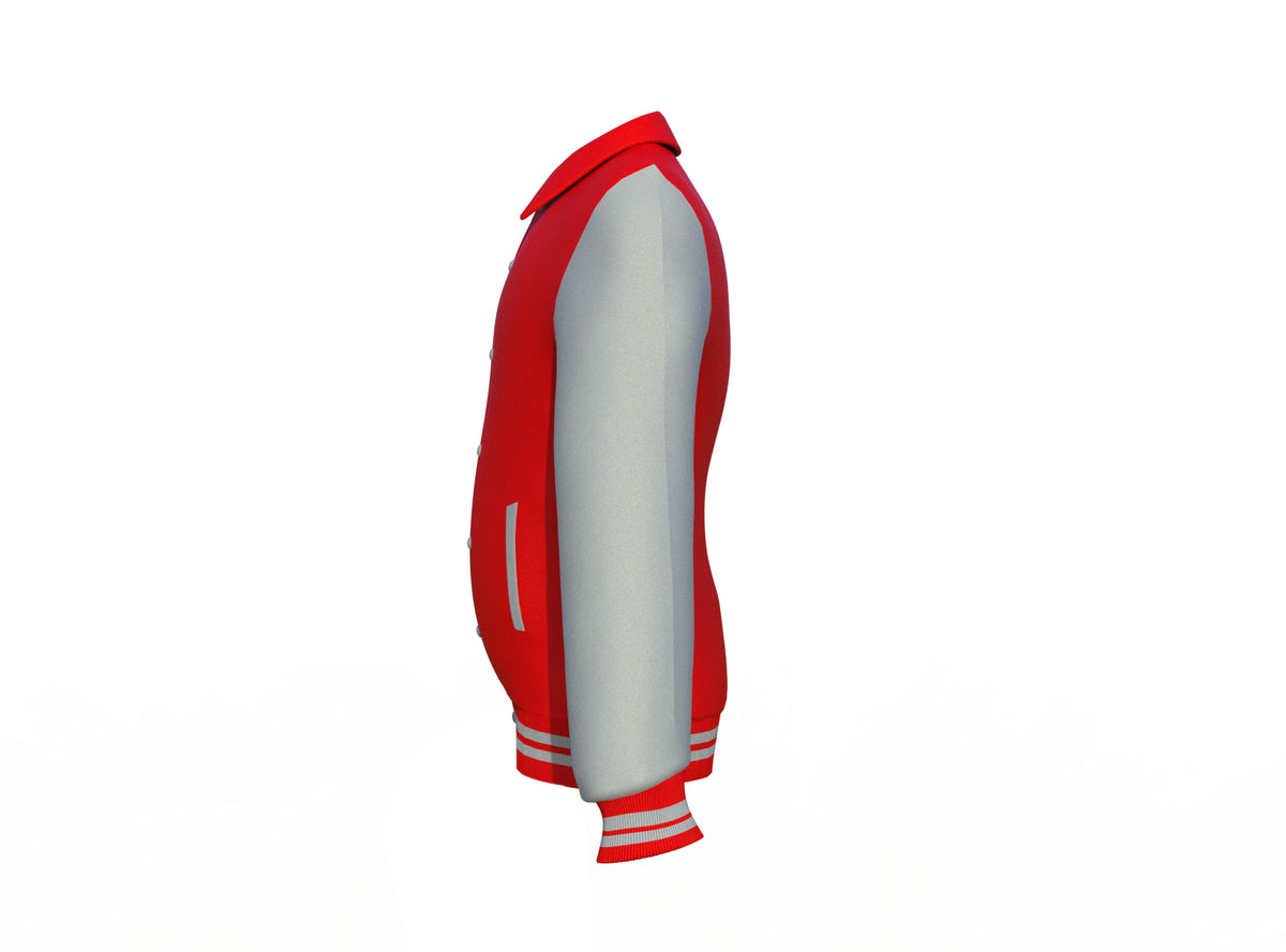 Excellent Design & Comfort Grey Sleeves Red Varsity Letterman Jacket