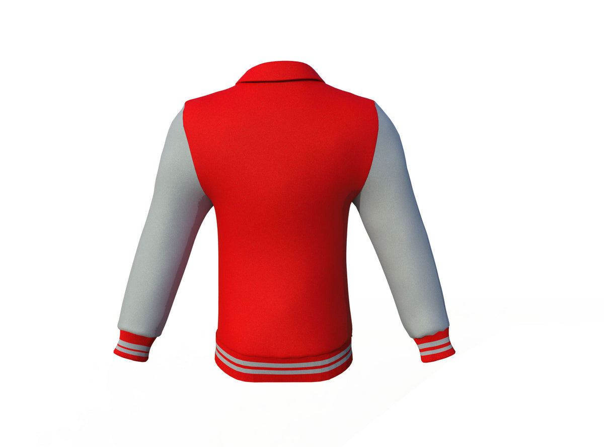 Excellent Design & Comfort Grey Sleeves Red Varsity Letterman Jacket