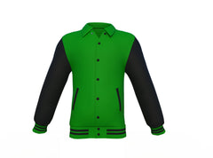 Comfortable Black Sleeves Dark Green Varsity Letterman Jacket