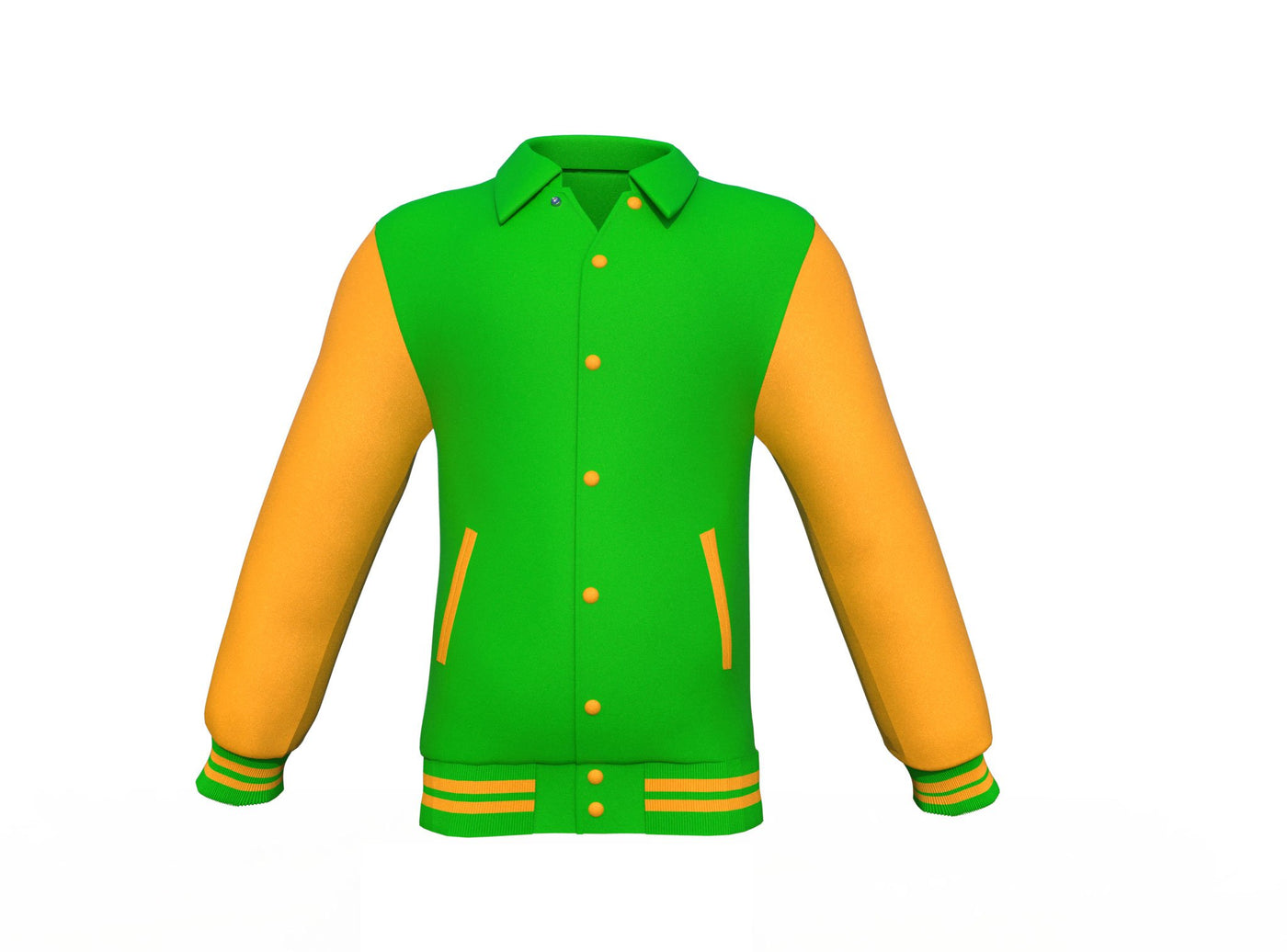 Brand New Gold Sleeves Light Green Varsity Letterman Jacket