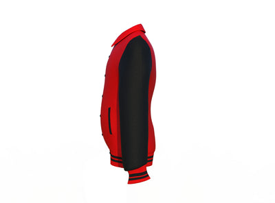 High-Quality Red Varsity Letterman Jacket Black Sleeves