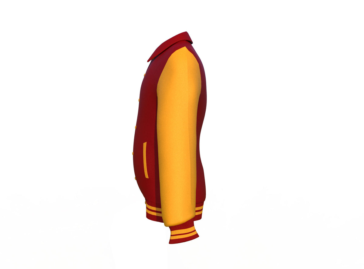 Soft to the touch and protective Gold Sleeves Maroon Letterman Jacket