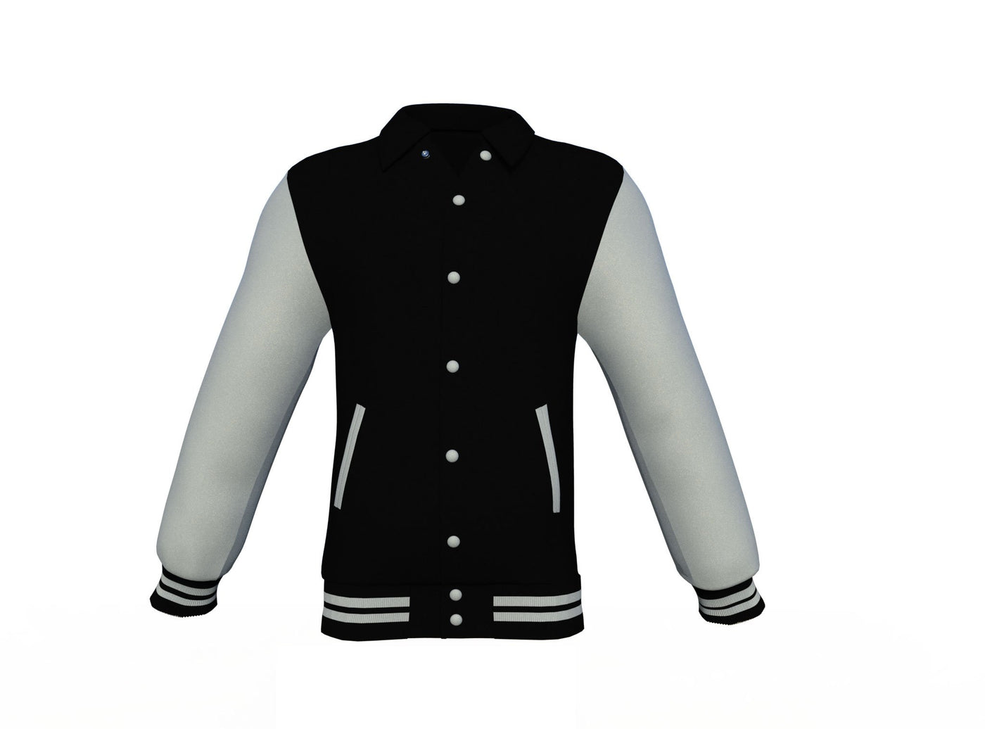 Puffer Black Varsity Letterman Jacket with Grey Sleeves