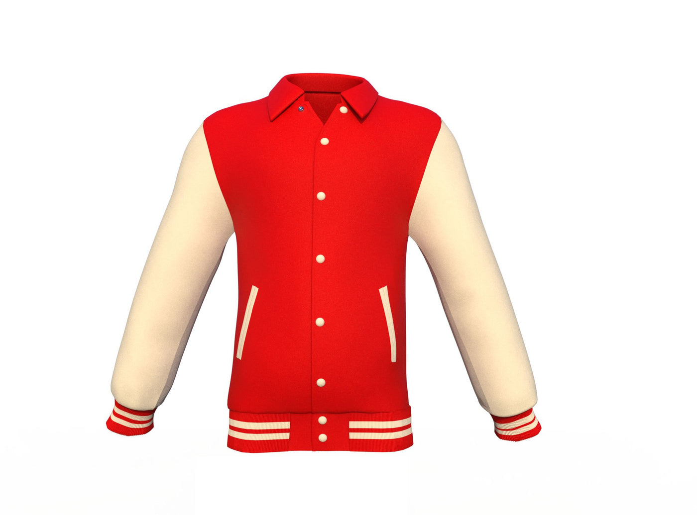 Brand New Red Varsity Letterman Jacket with Cream Sleeves