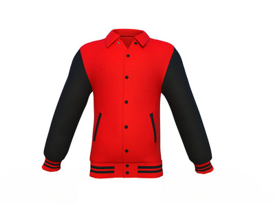 High-Quality Red Varsity Letterman Jacket Black Sleeves