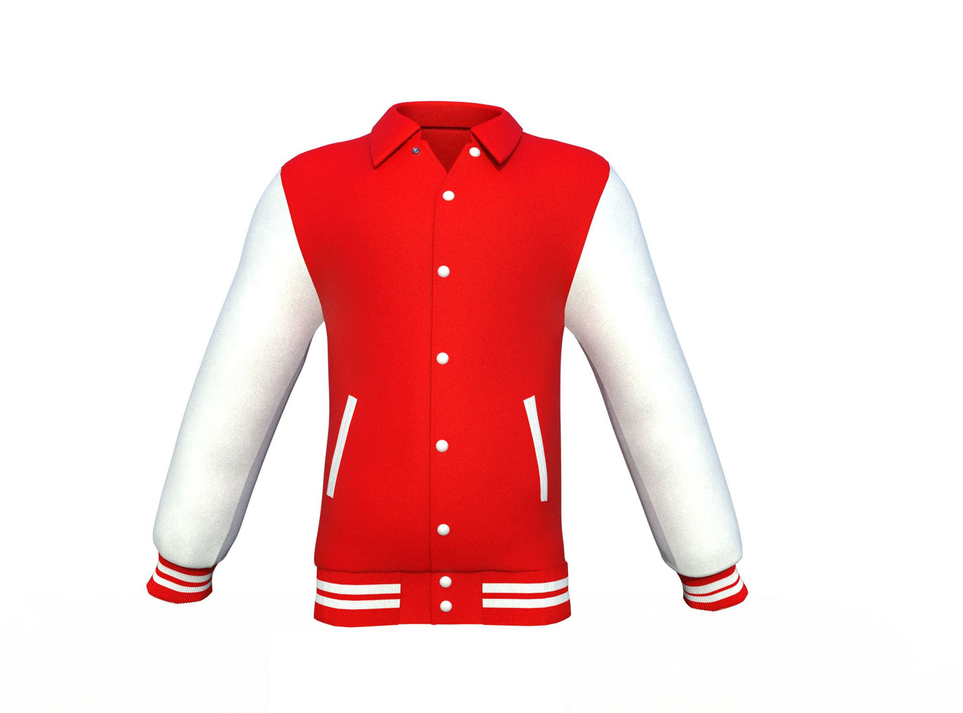 Soft and Cozy Jacket Red Varsity Letterman Jacket with White Sleeves