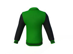 Comfortable Black Sleeves Dark Green Varsity Letterman Jacket