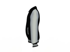 Puffer Black Varsity Letterman Jacket with Grey Sleeves