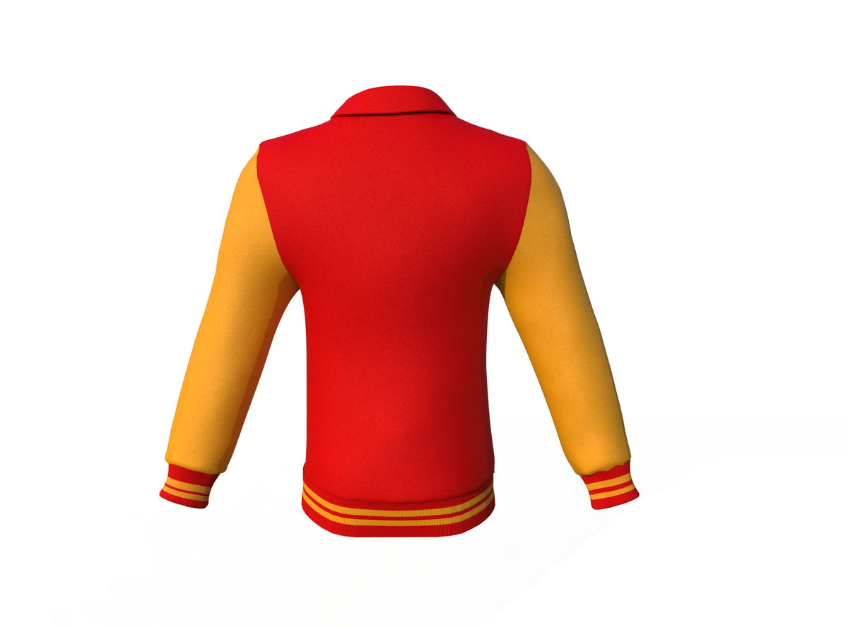 Comfortable Gold Sleeves Red Varsity Letterman Jacket