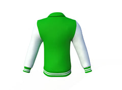 Gold Sleeves Light Green Varsity Letterman Jacket with White Sleeves