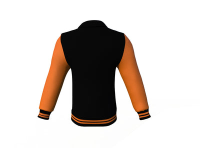 Winter Wear Orange Sleeves Black Varsity Letterman Jacket