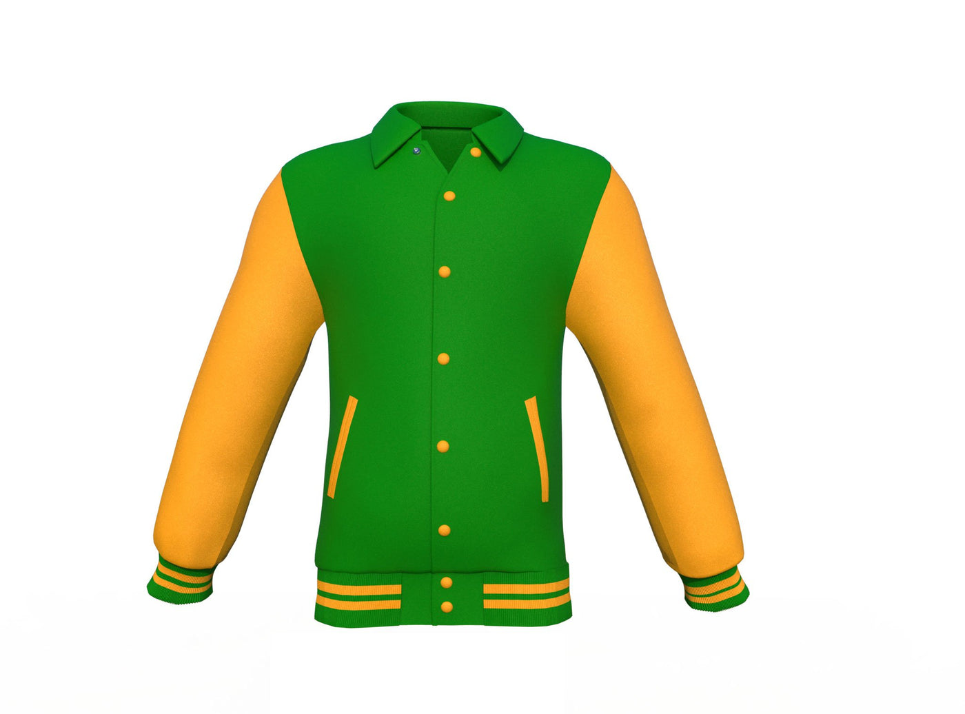 Comfortable Gold Sleeves Dark Green Varsity letterman jacket